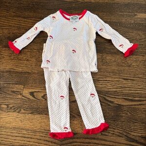 Cecil and Lou Ruffle Santa Pajama Set 9M
